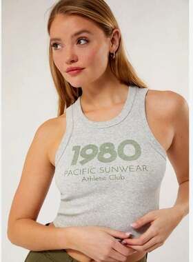 Pacsun 1980 Crop Tank Top In Heather Grey - 60% Off